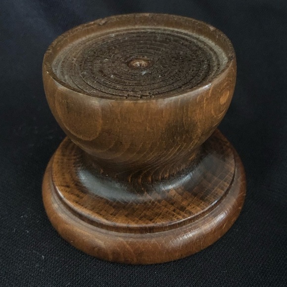 Vintage Turned Wooden Candle Holder - Made in Italy - 2 1/4” - Picture 2 of 8